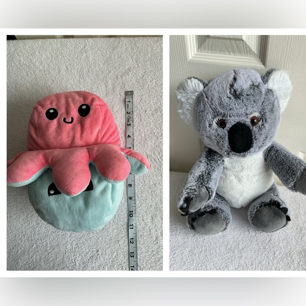 Bundle Adorable Pink and Blue Reversible Octopus Plush & Koala